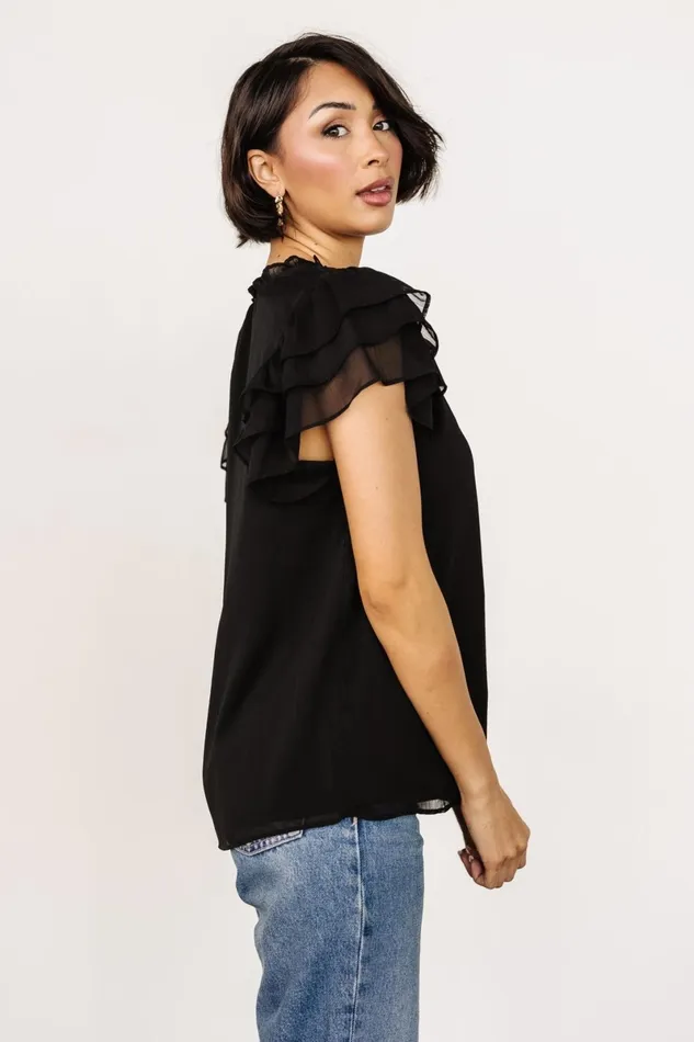 Asher Ruffle Sleeve Top Black Women Baltic Born Blouses Shirts