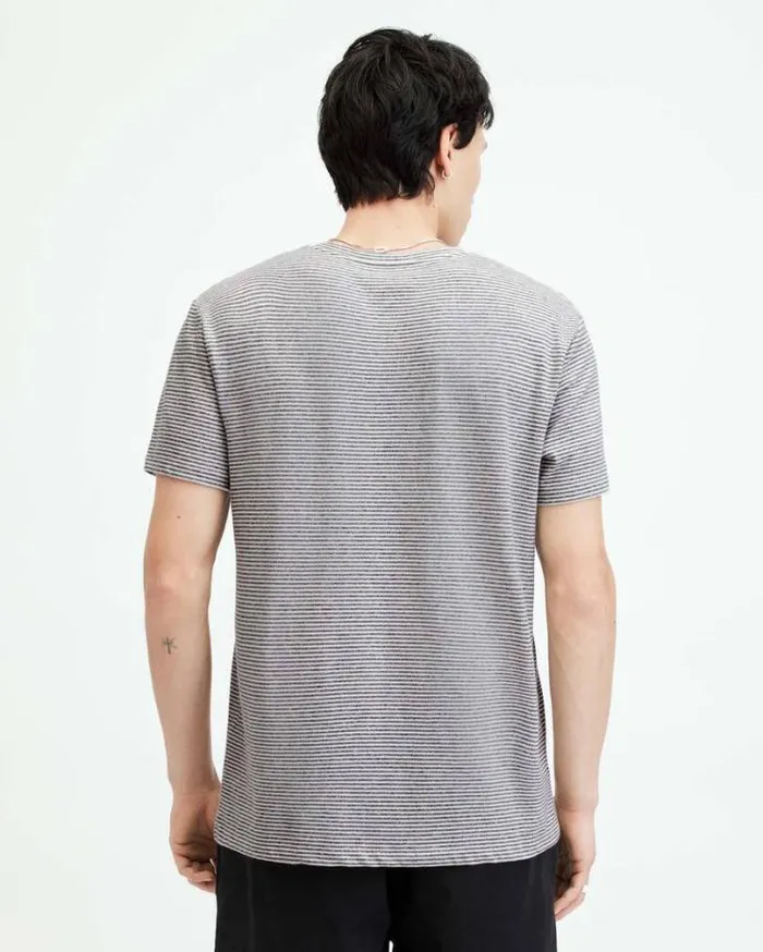 Ashton Striped Crew Neck TShirt Chlk Whtash Gry Men AllSaints TShirts