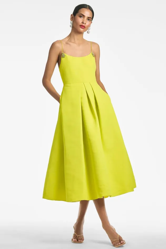 Audra Dress 8211 Chartreuse Women Sachin and Babi Sleeveless
