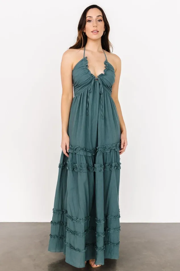 Augusta Halter Neck Maxi Dress Dusty Jade Women Baltic Born Bump Friendly