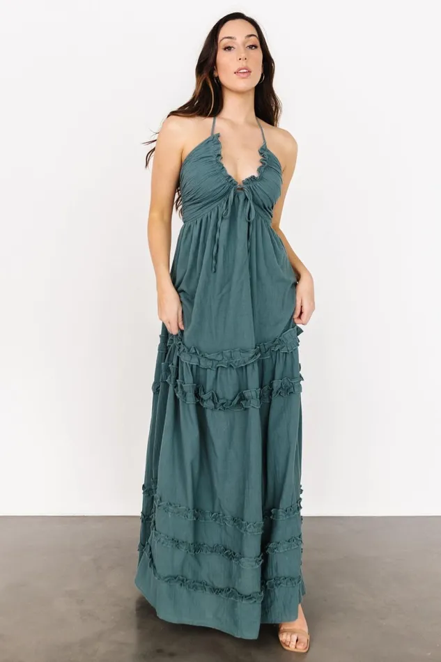 Augusta Halter Neck Maxi Dress Dusty Jade Women Baltic Born Cover Ups