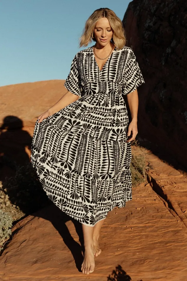 Austin Kimono Dress Black Print Women Baltic Born Midi Dresses Austin Kimono Dress Black Print Women Baltic Born Midi Dresses