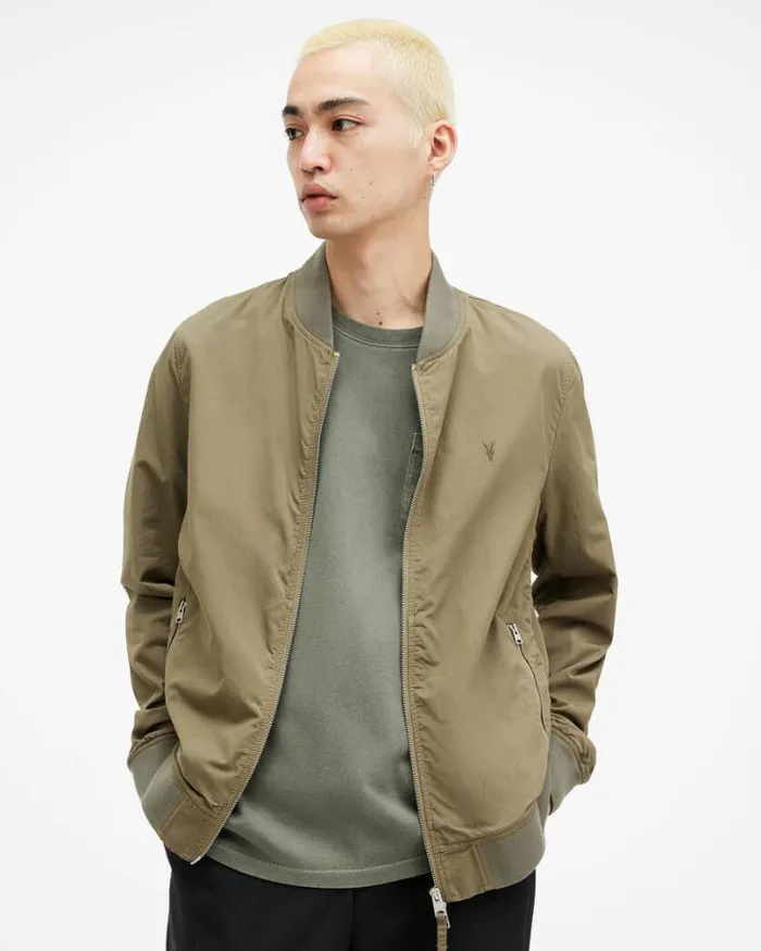 Bassett Ramskull Bomber Jacket Avo Green Men AllSaints Jackets and Coats