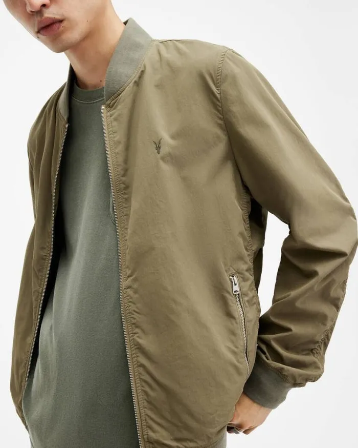 Bassett Ramskull Bomber Jacket Avo Green Men AllSaints Jackets and Coats