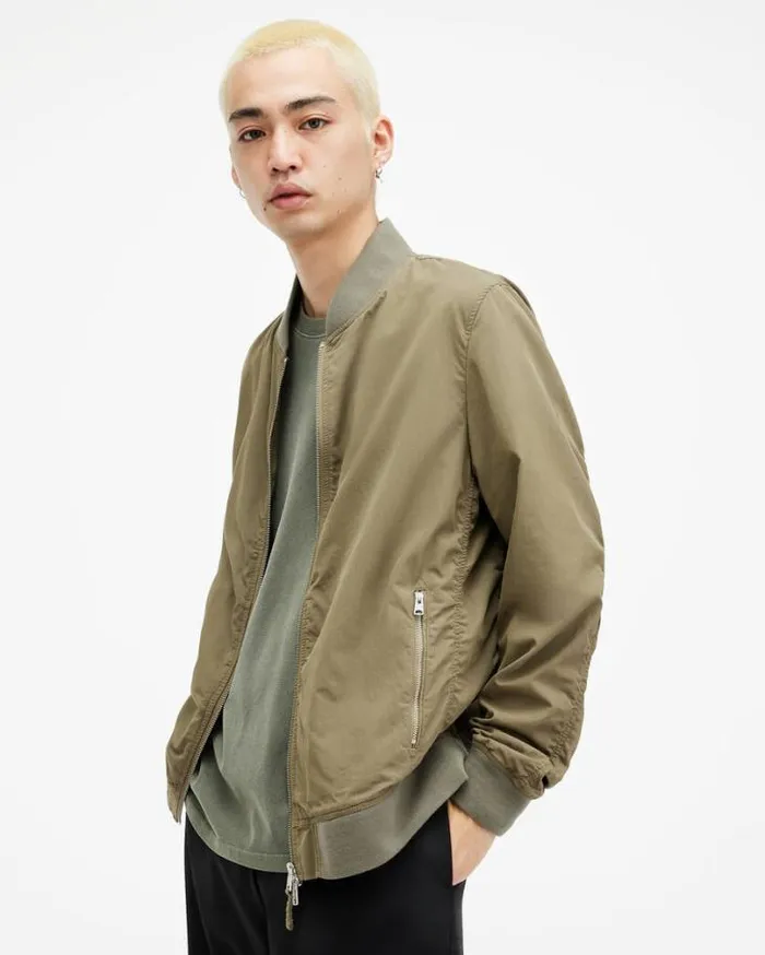 Bassett Ramskull Bomber Jacket Avo Green Men AllSaints Jackets and Coats
