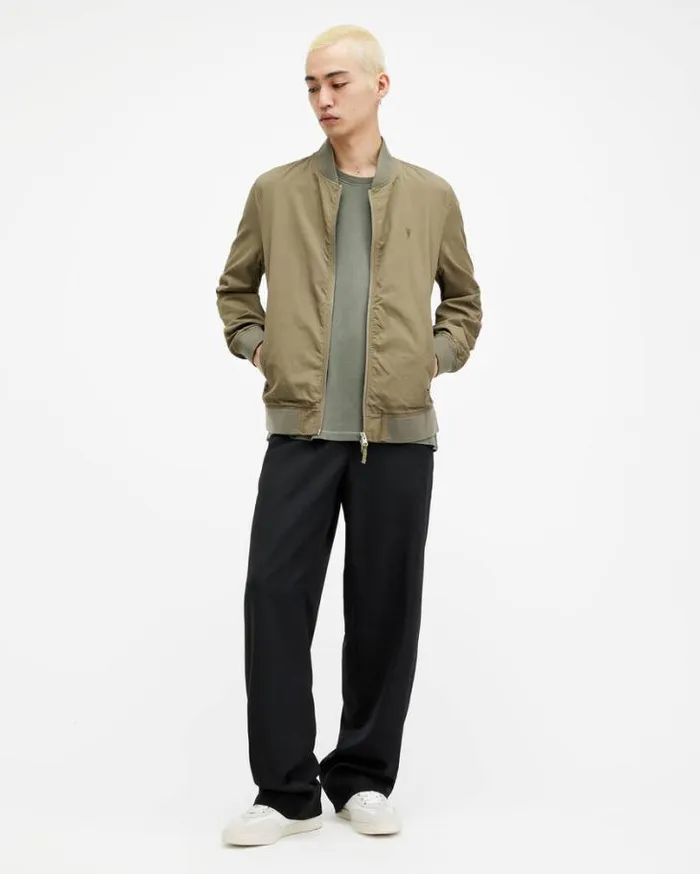 Bassett Ramskull Bomber Jacket Avo Green Men AllSaints Jackets and Coats