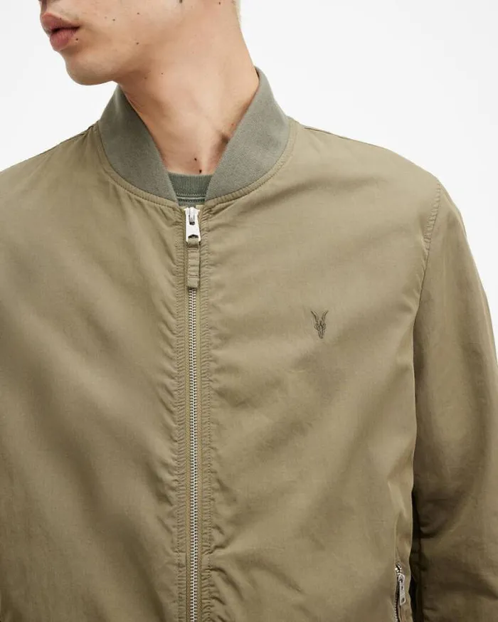 Bassett Ramskull Bomber Jacket Avo Green Men AllSaints Jackets and Coats
