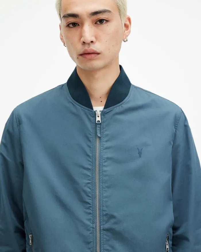 Bassett Ramskull Bomber Jacket Sur Blue Men AllSaints Jackets and Coats