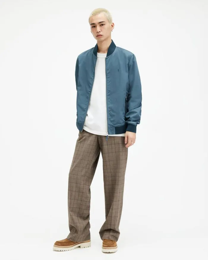 Bassett Ramskull Bomber Jacket Sur Blue Men AllSaints Jackets and Coats