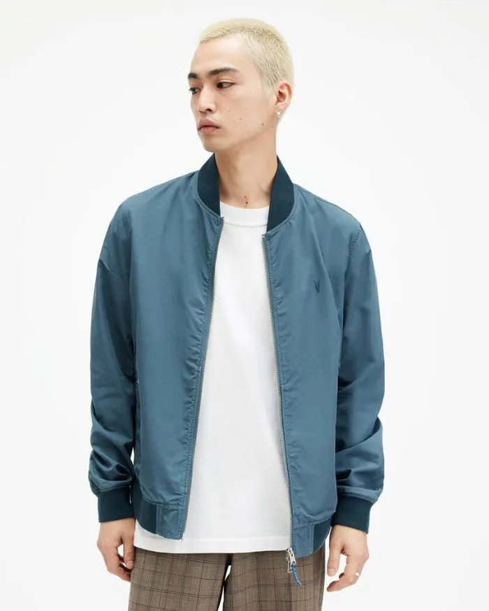 Bassett Ramskull Bomber Jacket Sur Blue Men AllSaints Jackets and Coats