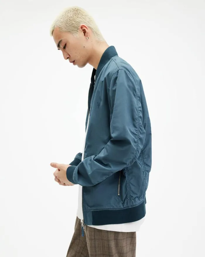 Bassett Ramskull Bomber Jacket Sur Blue Men AllSaints Jackets and Coats