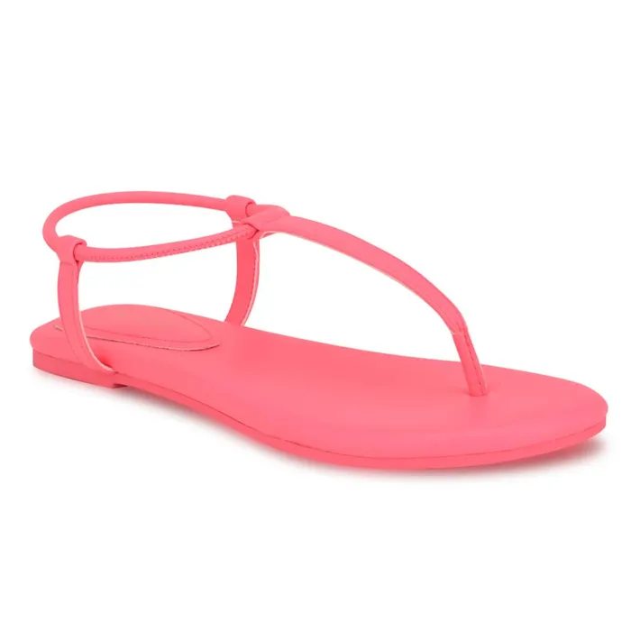 Bassie Flat Sandals Pink Women Nine West Casual Bassie Flat Sandals Pink Women Nine West Casual
