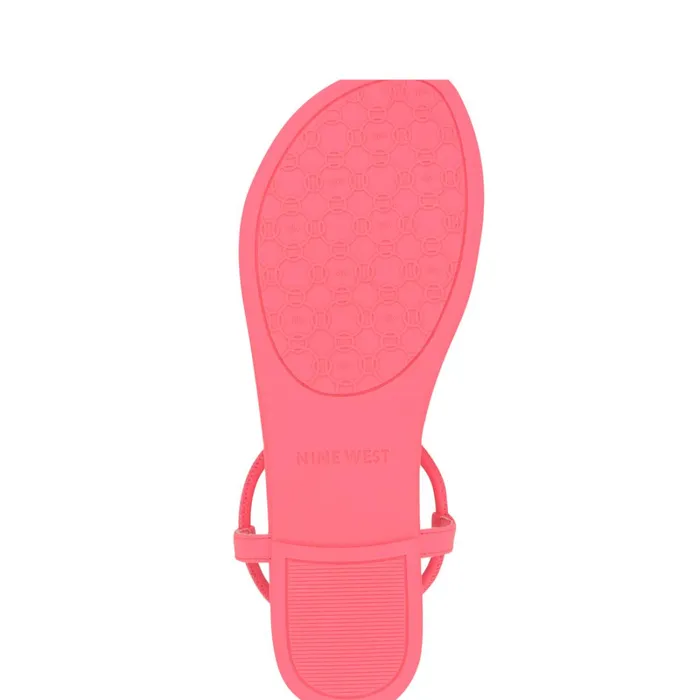 Bassie Flat Sandals Pink Women Nine West Casual Bassie Flat Sandals Pink Women Nine West Casual