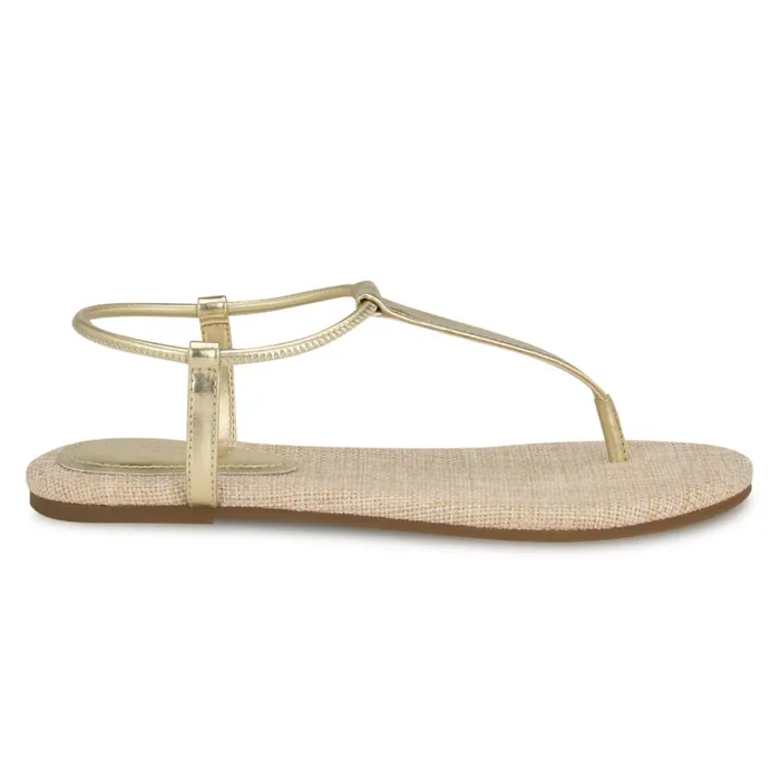 Bassie Flat Sandals Platino Women Nine West Casual