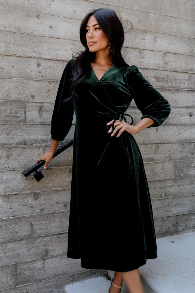 Beckinsale Velvet Wrap Dress Dark Green Women Baltic Born Mother Of The Bride