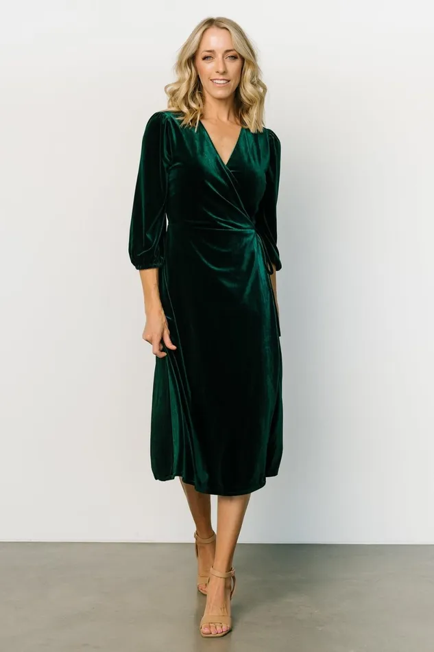 Beckinsale Velvet Wrap Dress Dark Green Women Baltic Born Mother Of The Bride