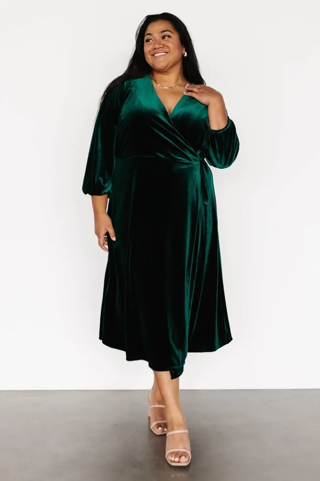 Beckinsale Velvet Wrap Dress Dark Green Women Baltic Born Mother Of The Bride