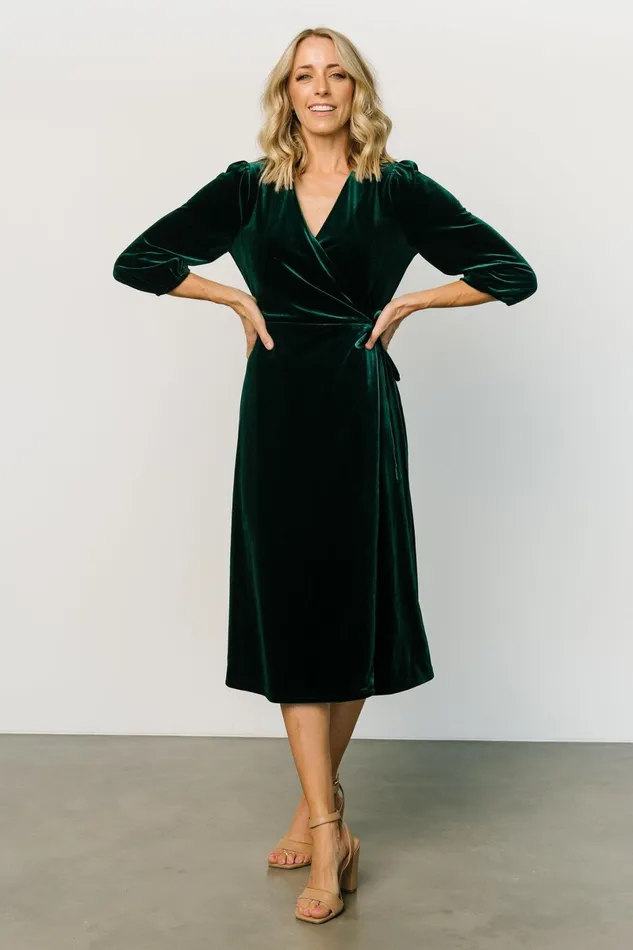 Beckinsale Velvet Wrap Dress Dark Green Women Baltic Born Mother Of The Bride