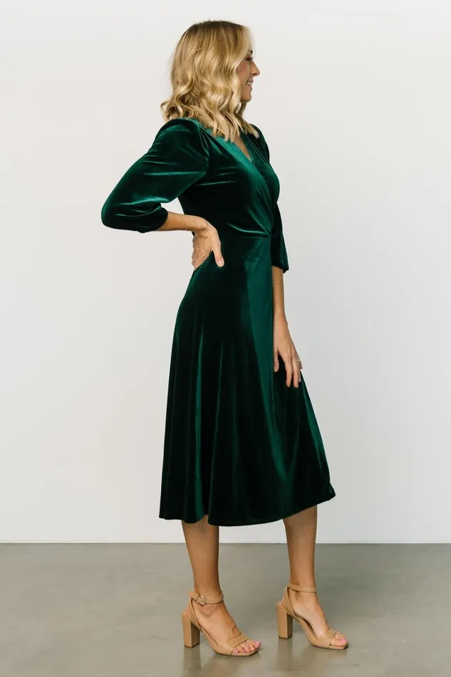 Beckinsale Velvet Wrap Dress Dark Green Women Baltic Born Mother Of The Bride