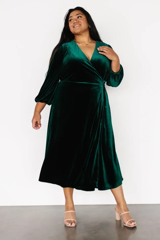 Beckinsale Velvet Wrap Dress Dark Green Women Baltic Born Mother Of The Bride