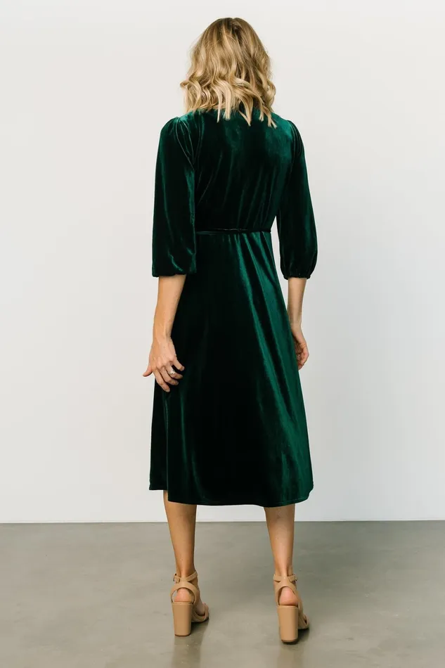 Beckinsale Velvet Wrap Dress Dark Green Women Baltic Born Mother Of The Bride