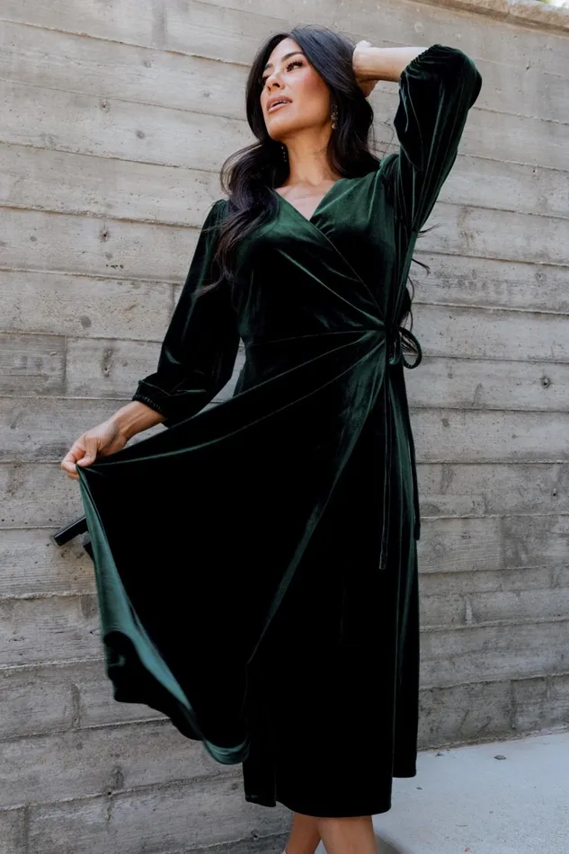 Beckinsale Velvet Wrap Dress Dark Green Women Baltic Born Mother Of The Bride