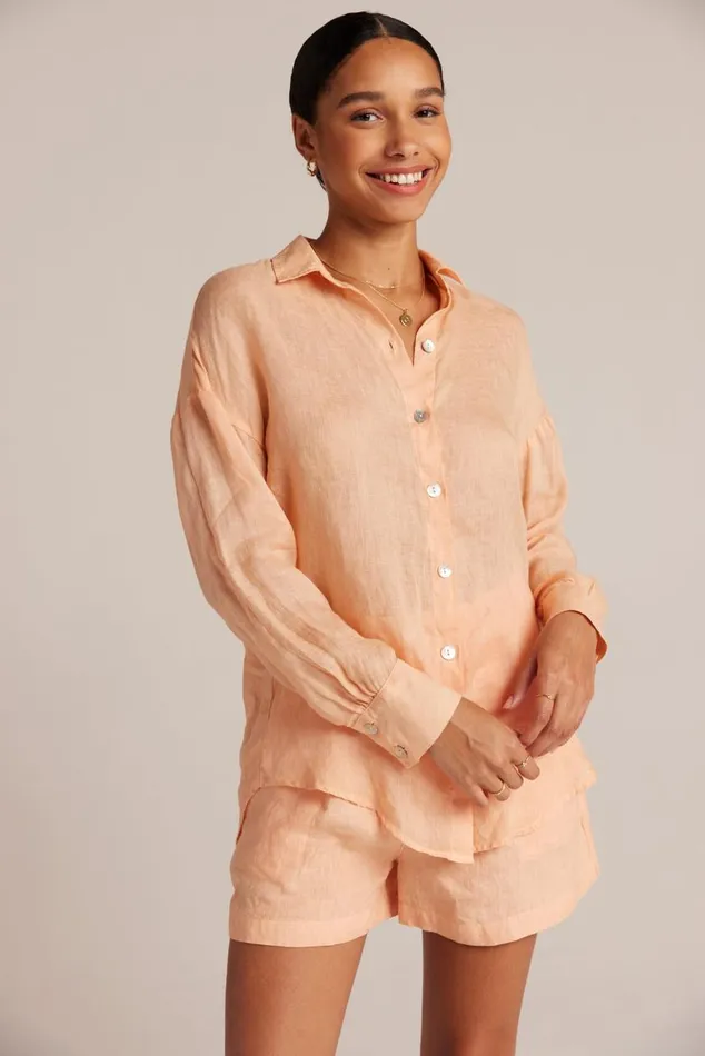 Bella Dahl Boyfriend Button Down 8211 Peach Parker Women Button Down