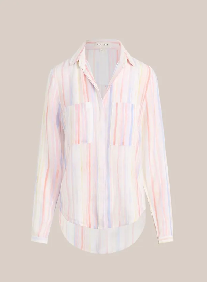 Bella Dahl Button Down Hipster 8211 Sunrise Stripe Print Women Long Sleeve