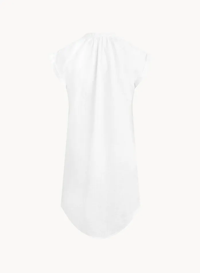 Bella Dahl Cap Sleeve Henley Dress 8211 White Women Mini Dresses