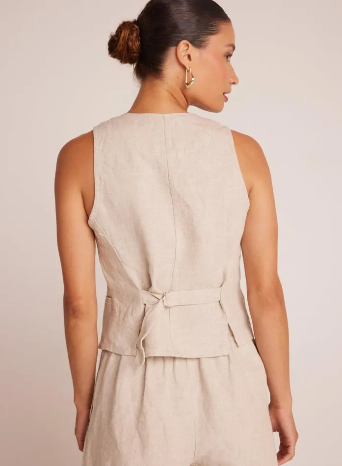 Bella Dahl Cinch Back Vest 8211 Linen Sand Women Sleeveless