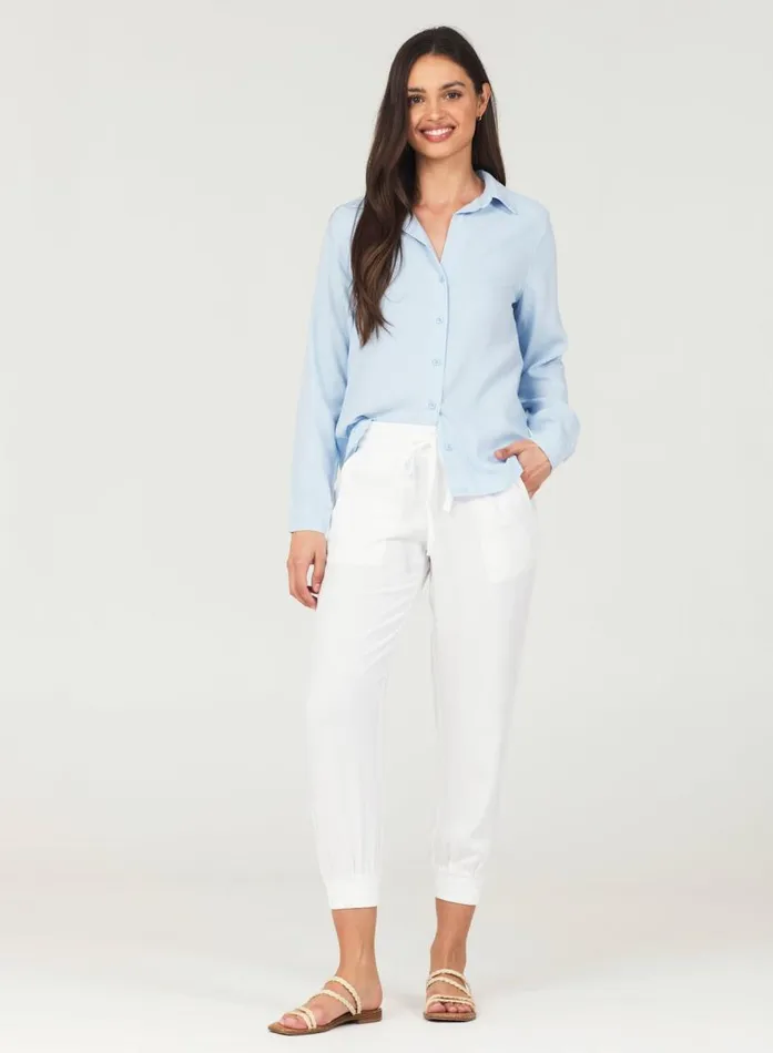 Bella Dahl Easy Drawstring Jogger 8211 White Women Joggers
