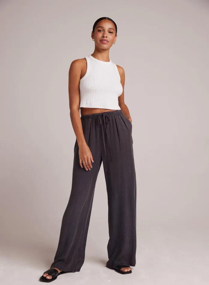 Bella Dahl Easy Pleated Wide Leg Pant 8211 Slate Charcoal Women Pants
