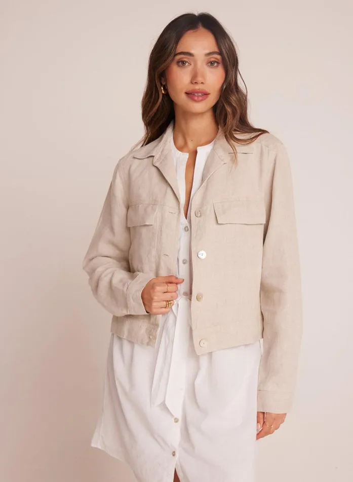 Bella Dahl Flap Pocket Shirt Jacket 8211 Linen Sand Women Sweaters and Jackets