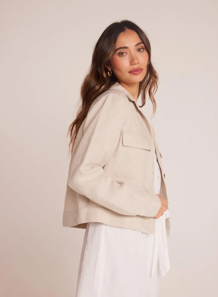 Bella Dahl Flap Pocket Shirt Jacket 8211 Linen Sand Women Sweaters and Jackets