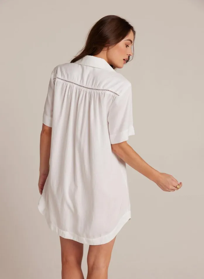 Bella Dahl Ladder Trim Shirt Dress 8211 White Women Mini Dresses