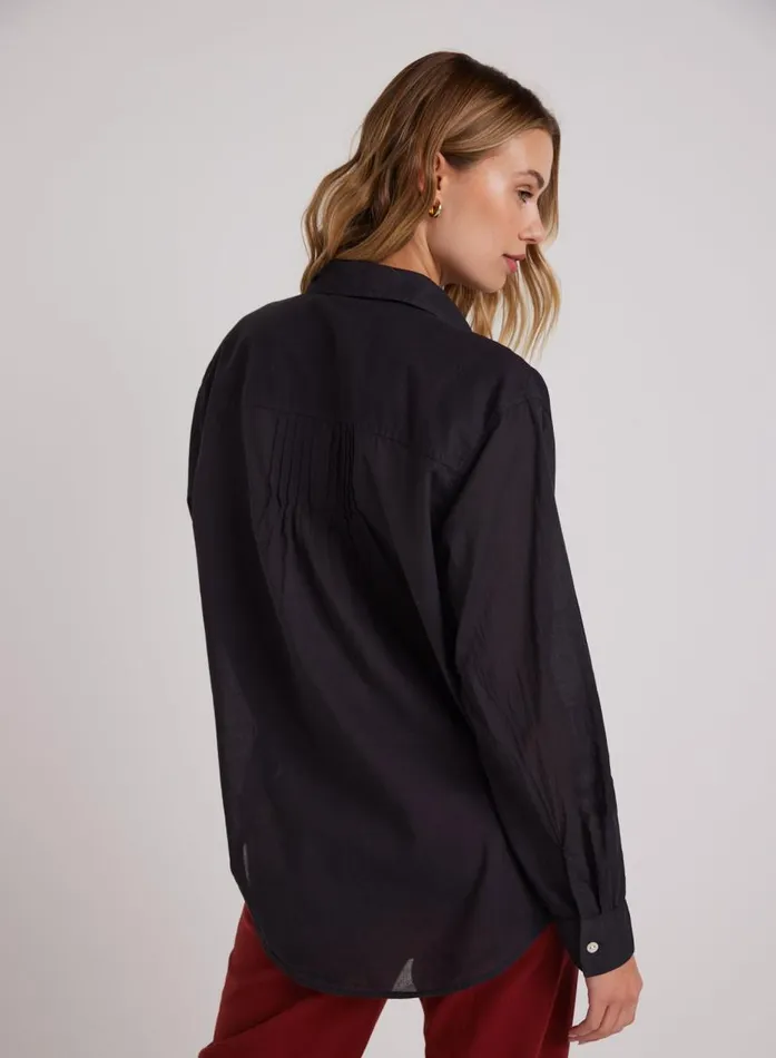Bella Dahl Pintuck Flowy Shirt 8211 Black Women Button Down