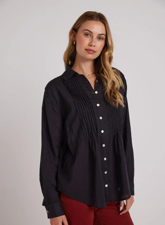 Bella Dahl Pintuck Flowy Shirt 8211 Black Women Button Down