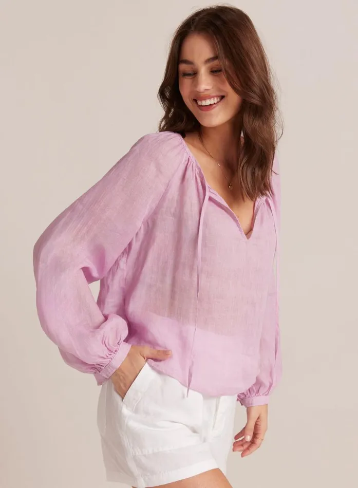 Bella Dahl Shirred Linen Raglan Blouse 8211 Light Orchid Women Long Sleeve Bella Dahl Shirred Linen Raglan Blouse 8211 Light Orchid Women Long Sleeve