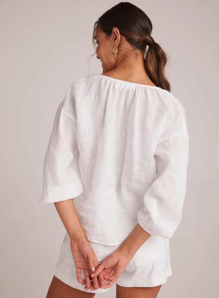 Bella Dahl Shirred Neck Blouse 8211 White Women Long Sleeve Bella Dahl Shirred Neck Blouse 8211 White Women Long Sleeve