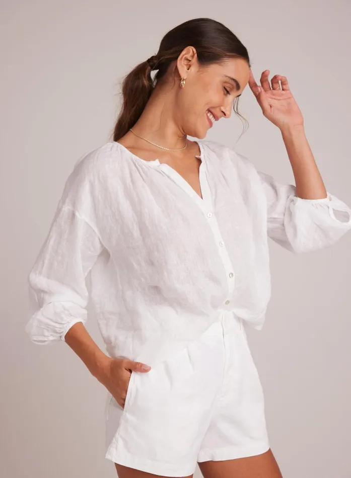 Bella Dahl Shirred Neck Blouse 8211 White Women Long Sleeve Bella Dahl Shirred Neck Blouse 8211 White Women Long Sleeve