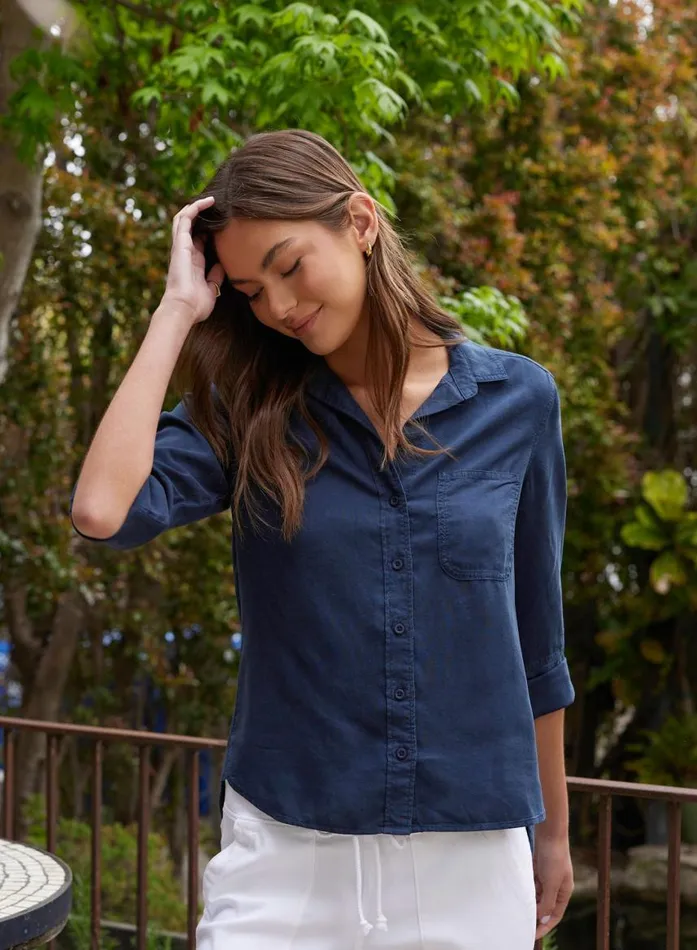 Bella Dahl Shirt Tail Button Down 8211 Endless Sea Women Long Sleeve
