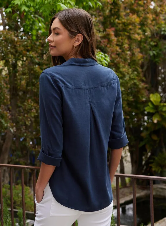 Bella Dahl Shirt Tail Button Down 8211 Endless Sea Women Long Sleeve