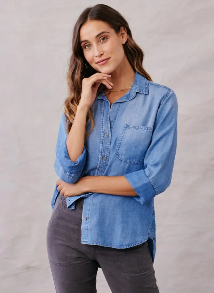 Bella Dahl Shirt Tail Button Down 8211 Medium Ombre Wash Women Button Down