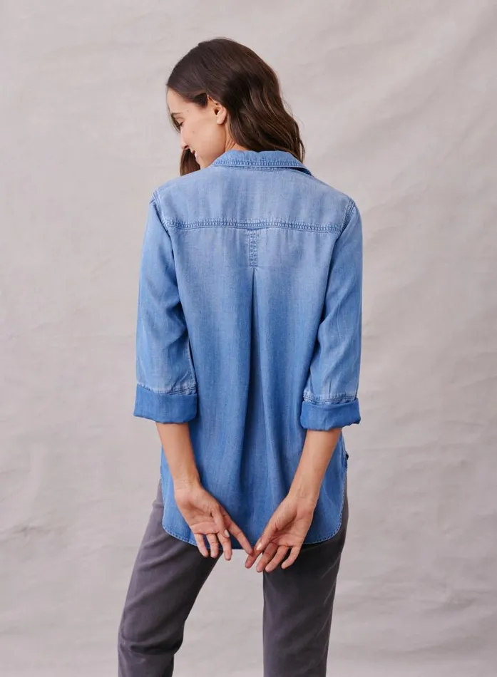 Bella Dahl Shirt Tail Button Down 8211 Medium Ombre Wash Women Button Down
