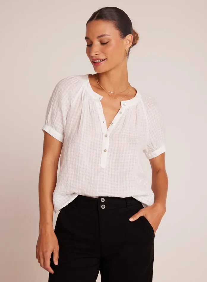 Bella Dahl Short Sleeve Raglan Pullover 8211 White Women Short Sleeve