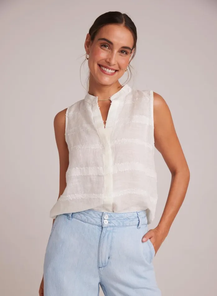 Bella Dahl Sleeveless Hidden Placket Button Down 8211 White Women Button Down