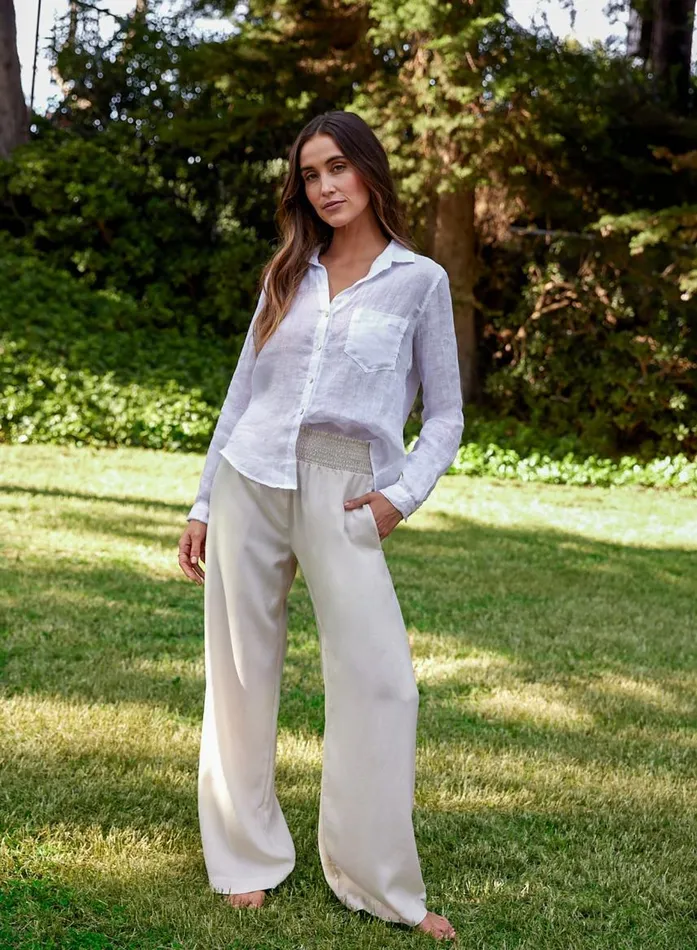 Bella Dahl Smocked Waist Wide Leg 8211 Cliffside Women Pants