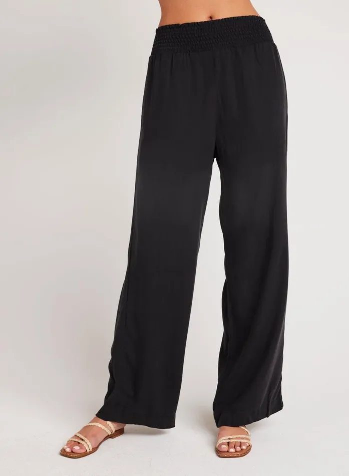 Bella Dahl Smocked Waist Wide Leg 8211 Vintage Black Women Pants