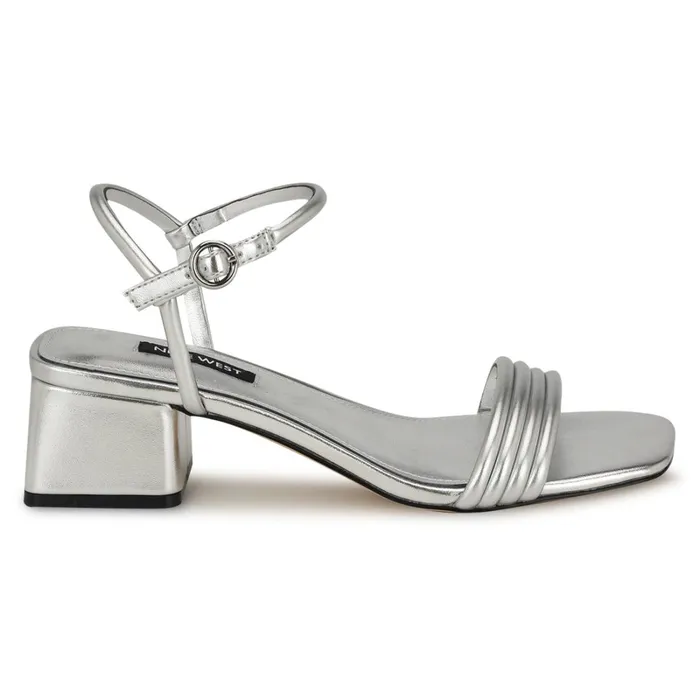 Bernise Block Heel Sandals Silver Women Nine West Low Heel