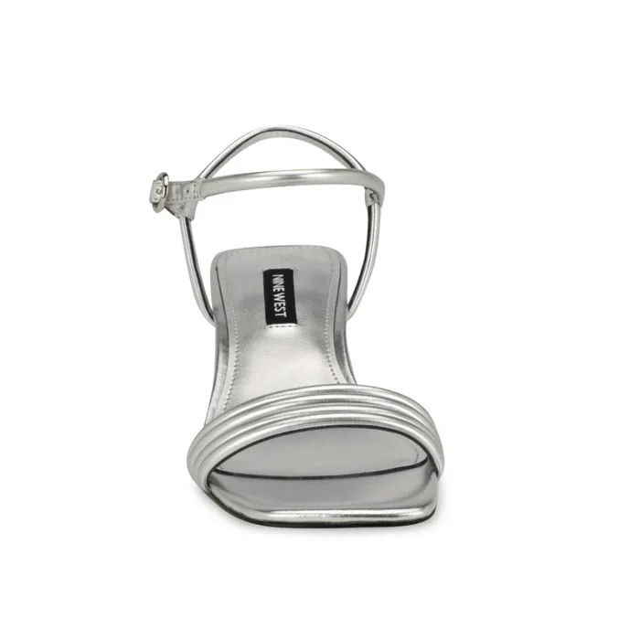 Bernise Block Heel Sandals Silver Women Nine West Low Heel Bernise Block Heel Sandals Silver Women Nine West Low Heel